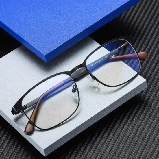 Men's Blue Light Blocking Glasses non-Prescription Rectangle Metal Eyewear Frames